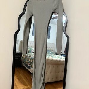 Chic Long Sleeve Sage green body hugging Knit Dress